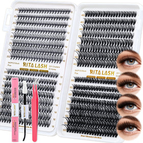 RITALASH Lash Clusters Kit 640pcs with lash tweezers and bond