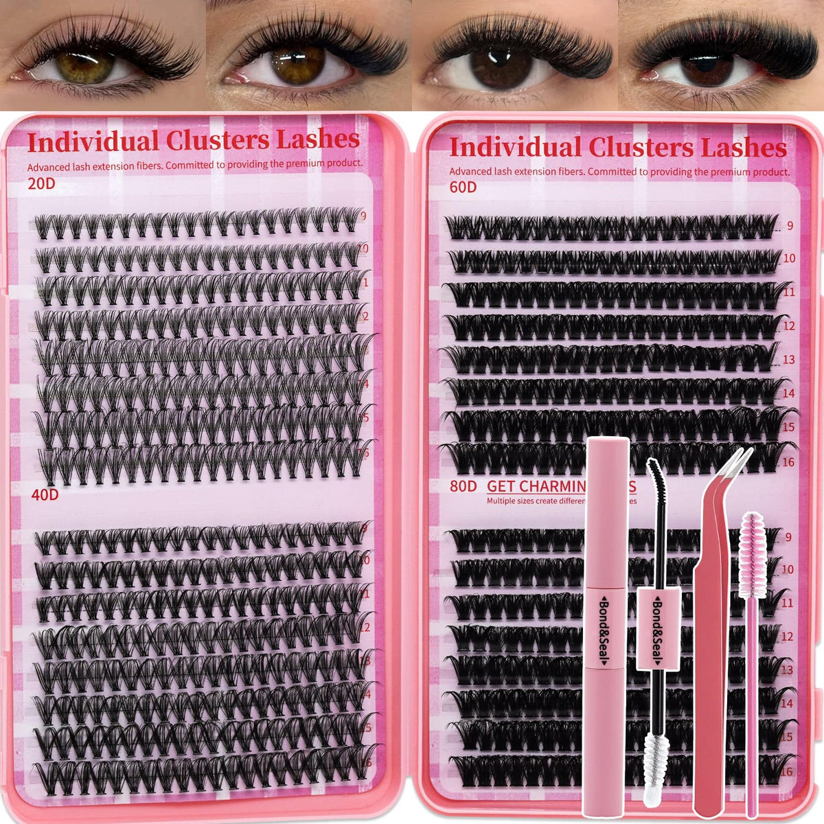 RITALASH Lash Clusters Kit with 640 pieces and accessories