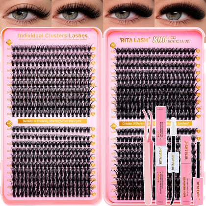RITALASH Lash Clusters Kit with 800 cluster lashes and accessories