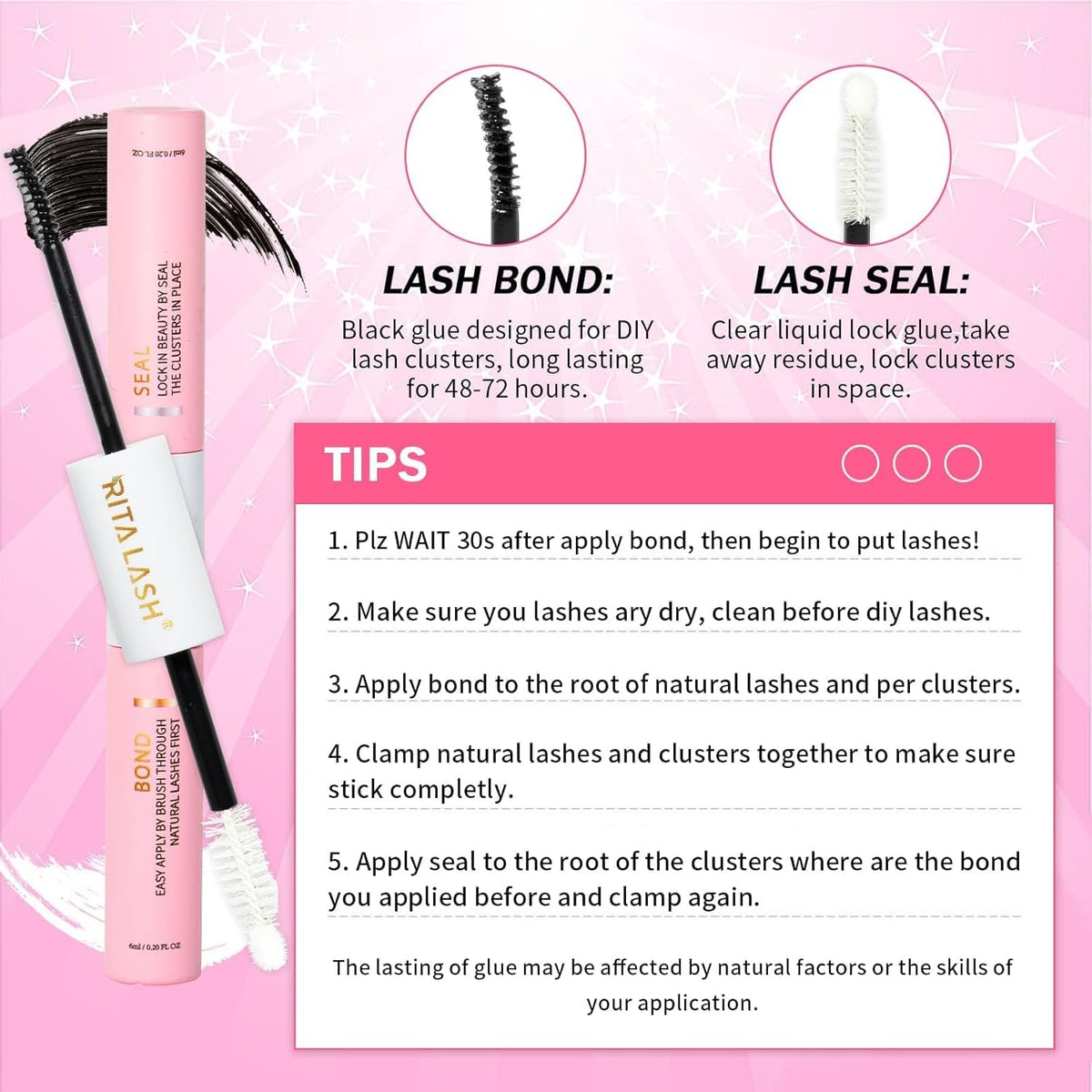 RITALASH Lash Clusters Kit with lashes in use