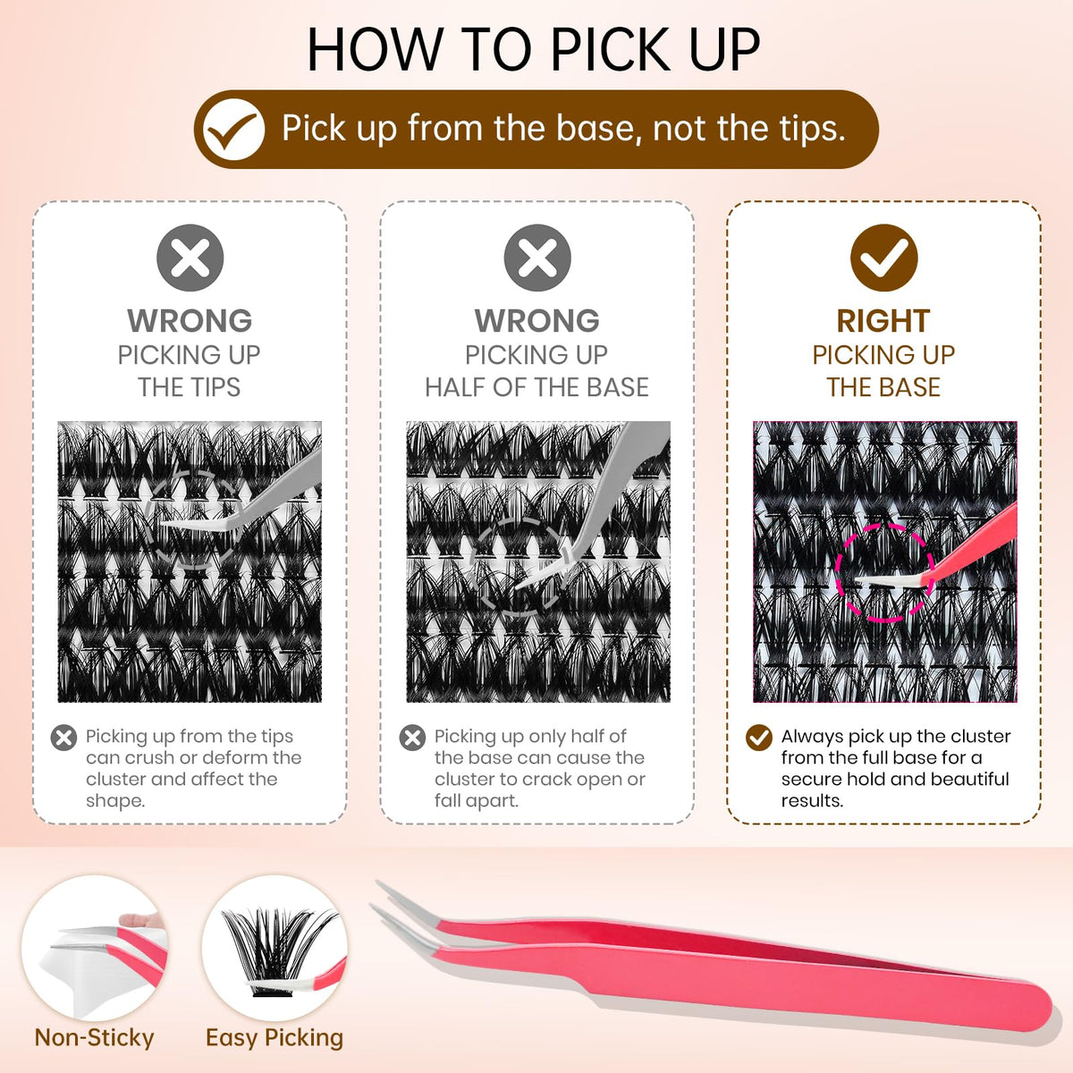 RITALASH lash clusters showing tapered tips