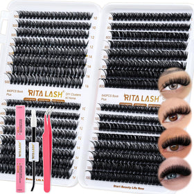 RITALASH Lash Extension Kit 640pcs with lash clusters and tweezers