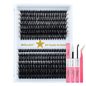 RITALASH Lash Extension Kit with 280 cluster lashes and applicator
