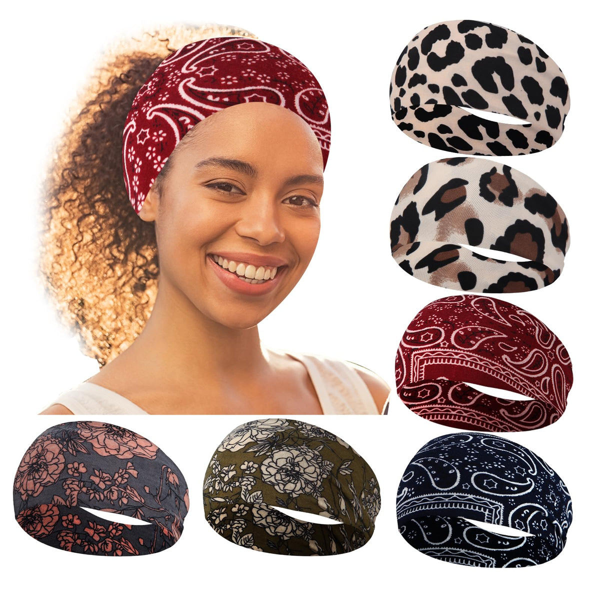 RITOPER Boho headbands set of six with floral prints
