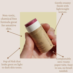 River Organics Cream Blush Stick Bloom Light Pink texture close-up