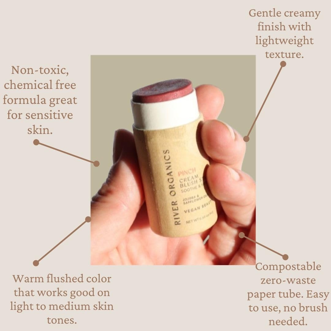 River Organics Cream Blush Stick Pinch swatch on skin