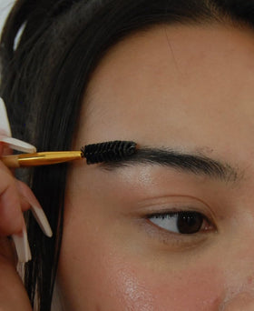 River Organics Dark Brow Wax application on brows