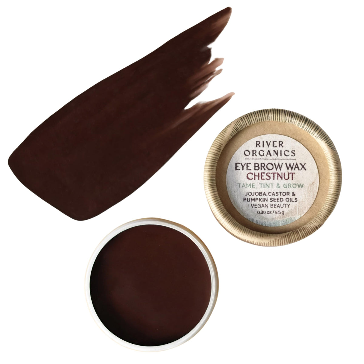 River Organics Dark Brow Wax packaging front view
