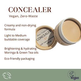 River Organics Zero-Waste Concealer Color 01 packaging with ingredients