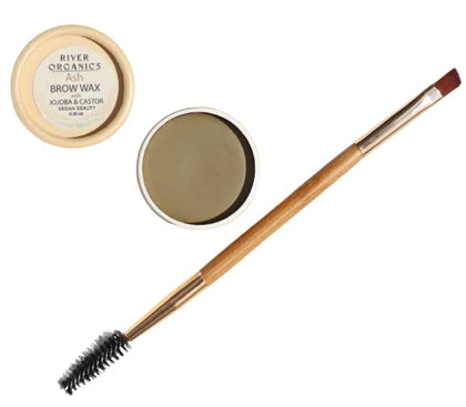 River Organics Zero Waste Eyebrow Wax and Brush front view