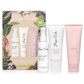 Rizos Curls 3-Step Styling Kit including Curl Defining Cream, Light Hold Gel, and Refresh Spray
