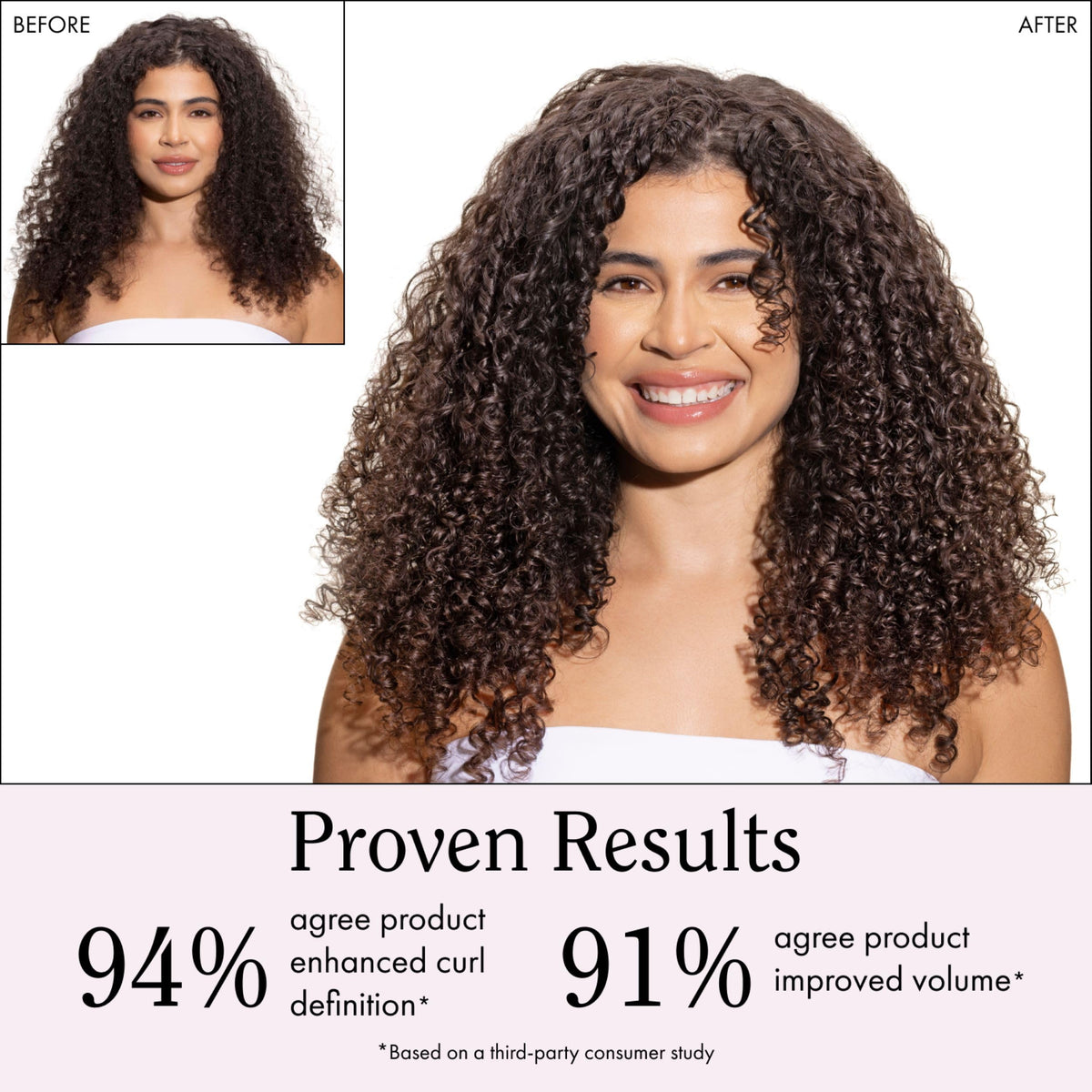 Rizos Curls Curl Defining Mousse lifestyle shot with model