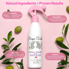 Rizos Curls Refresh & Detangle Spray 340g back view