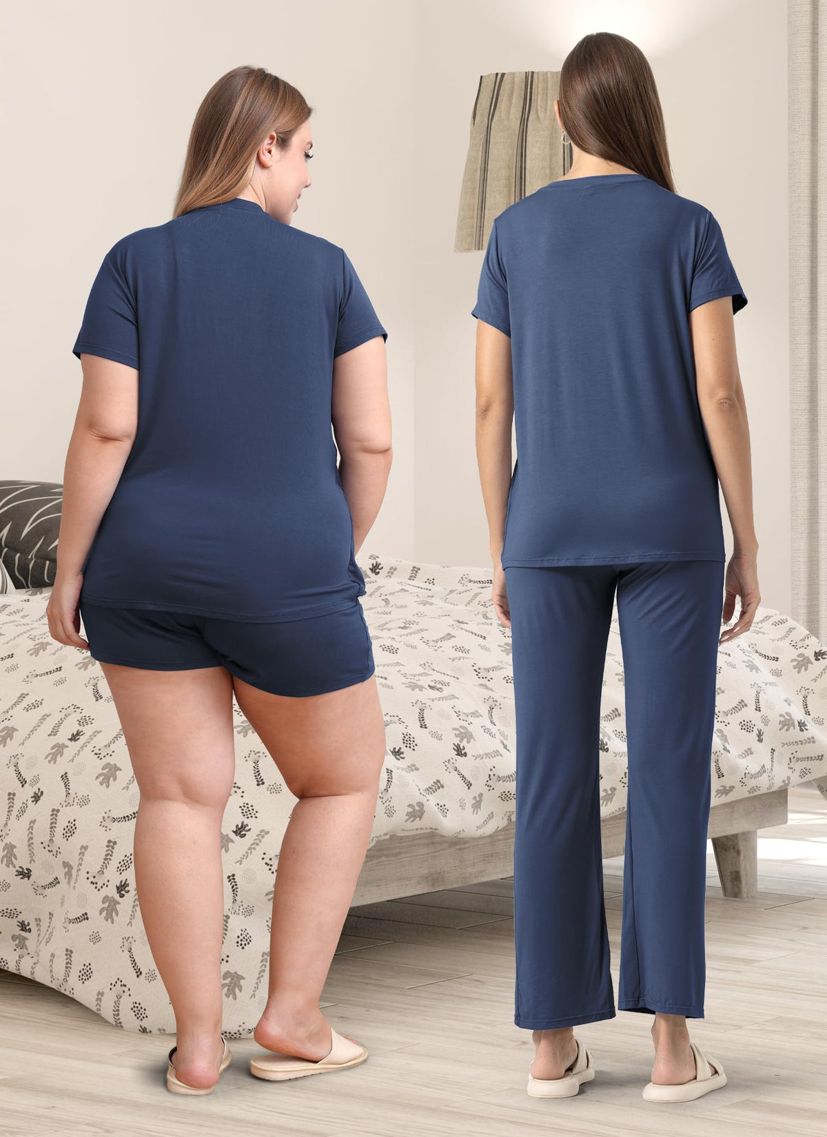 Rnxrbb nursing pajamas set navy laid out on a bed