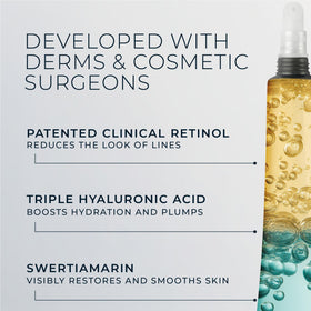 RoC Derm Correxion Fill+ Retinol Serum on a bathroom counter