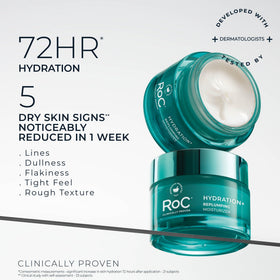 RoC Hydration+ face cream packaging with ingredients list