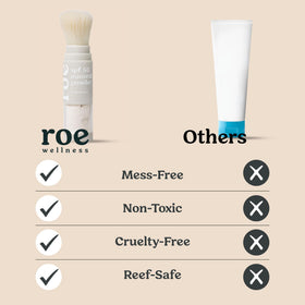 Roe Wellness SPF 50 Powder Sunscreen brush applicator close-up