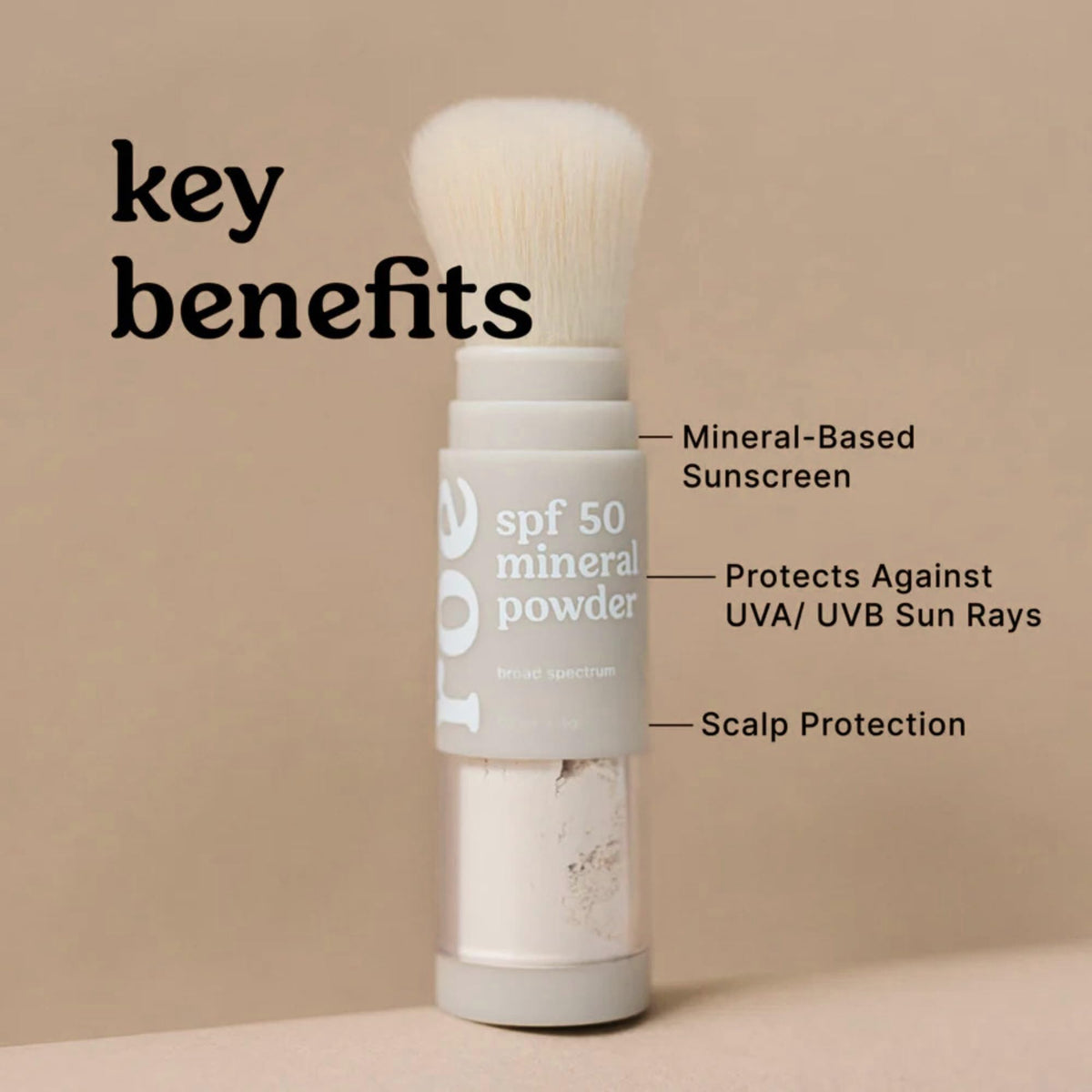Roe Wellness SPF 50 Powder Sunscreen on a beach setting