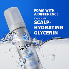 Rogaine Men's 5% Minoxidil Foam application on scalp