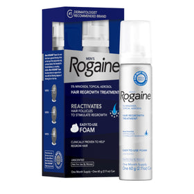 Rogaine Men's 5% Minoxidil Foam front view with cap