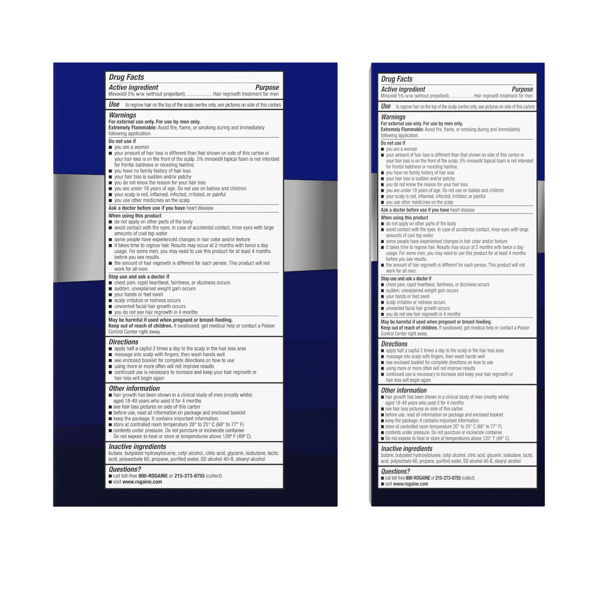 Rogaine Men's 5% Minoxidil Foam with usage instructions