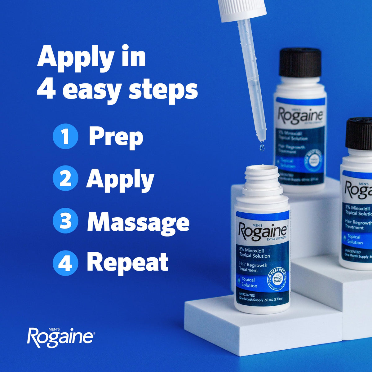 Rogaine Men's Hair Regrowth 5% Minoxidil with measuring dropper