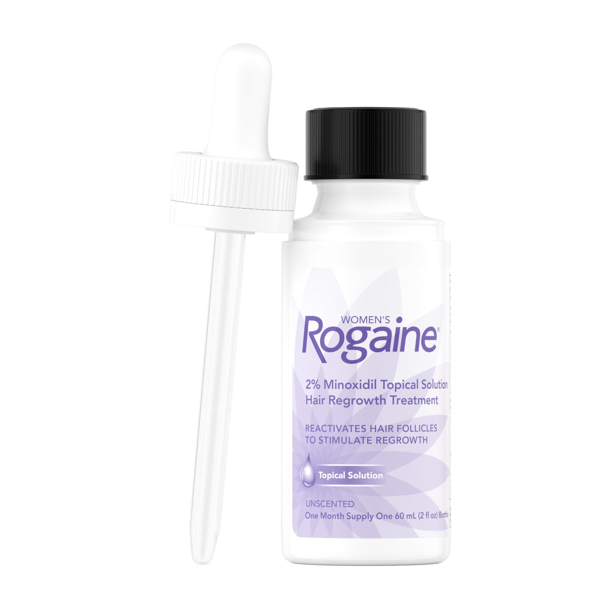 Rogaine Women's 2% Minoxidil bottle with applicator
