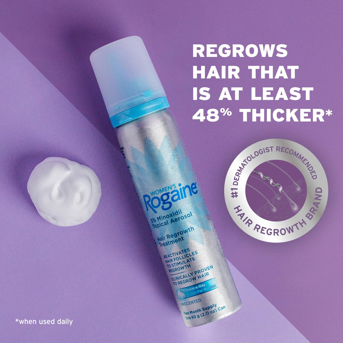 Rogaine Women's 5% Minoxidil Foam cap and dispensing foam