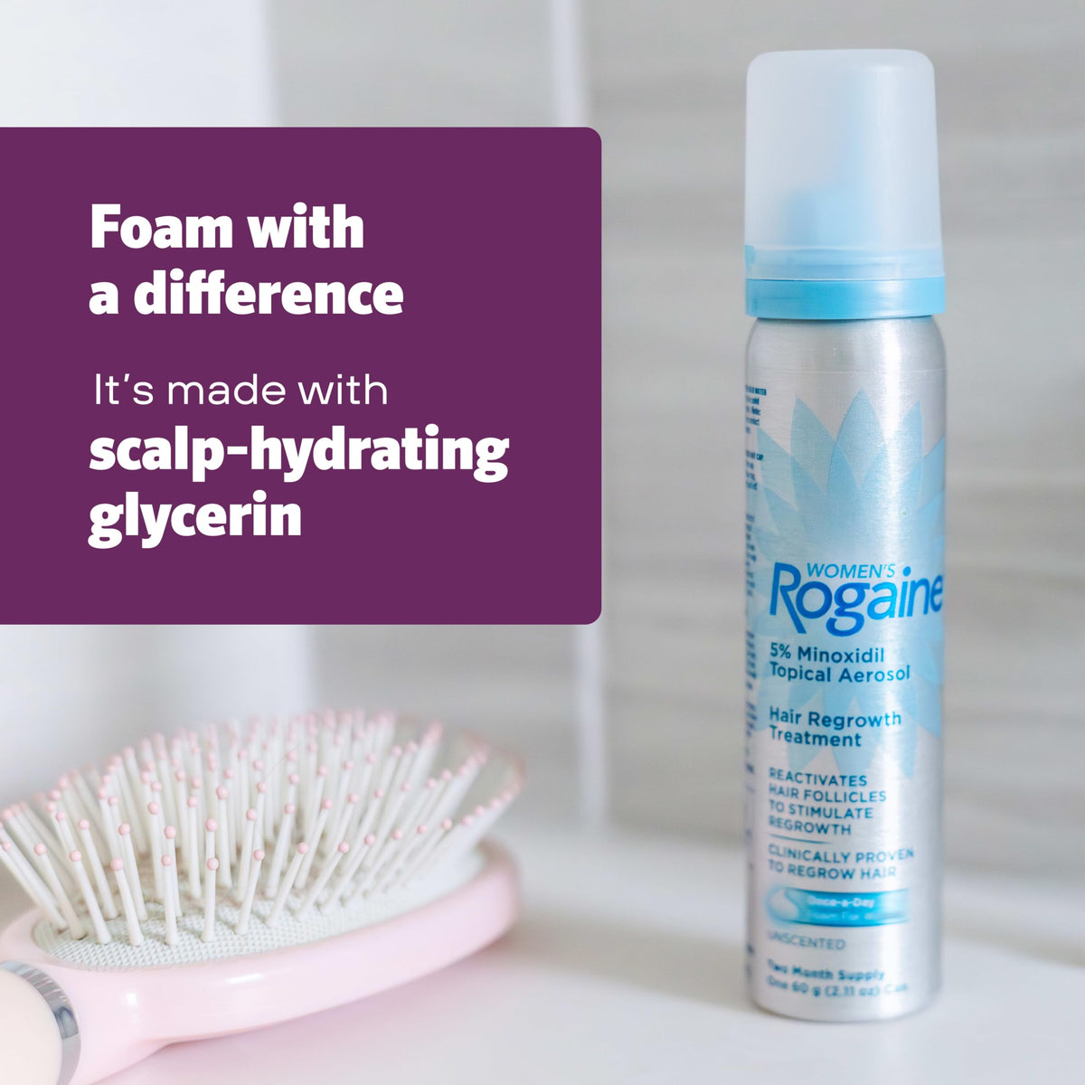 Rogaine Women's Hair Growth Foam application process on scalp