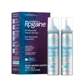 Rogaine Women's Hair Growth Foam front view with two canisters