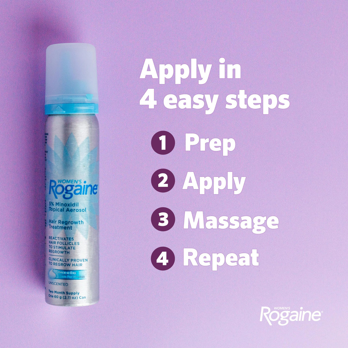 Rogaine Women's Hair Growth Foam showing foam texture