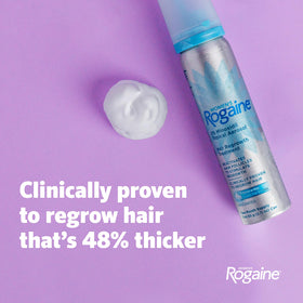 Rogaine Women's Hair Growth Foam side view showcasing aerosol canister