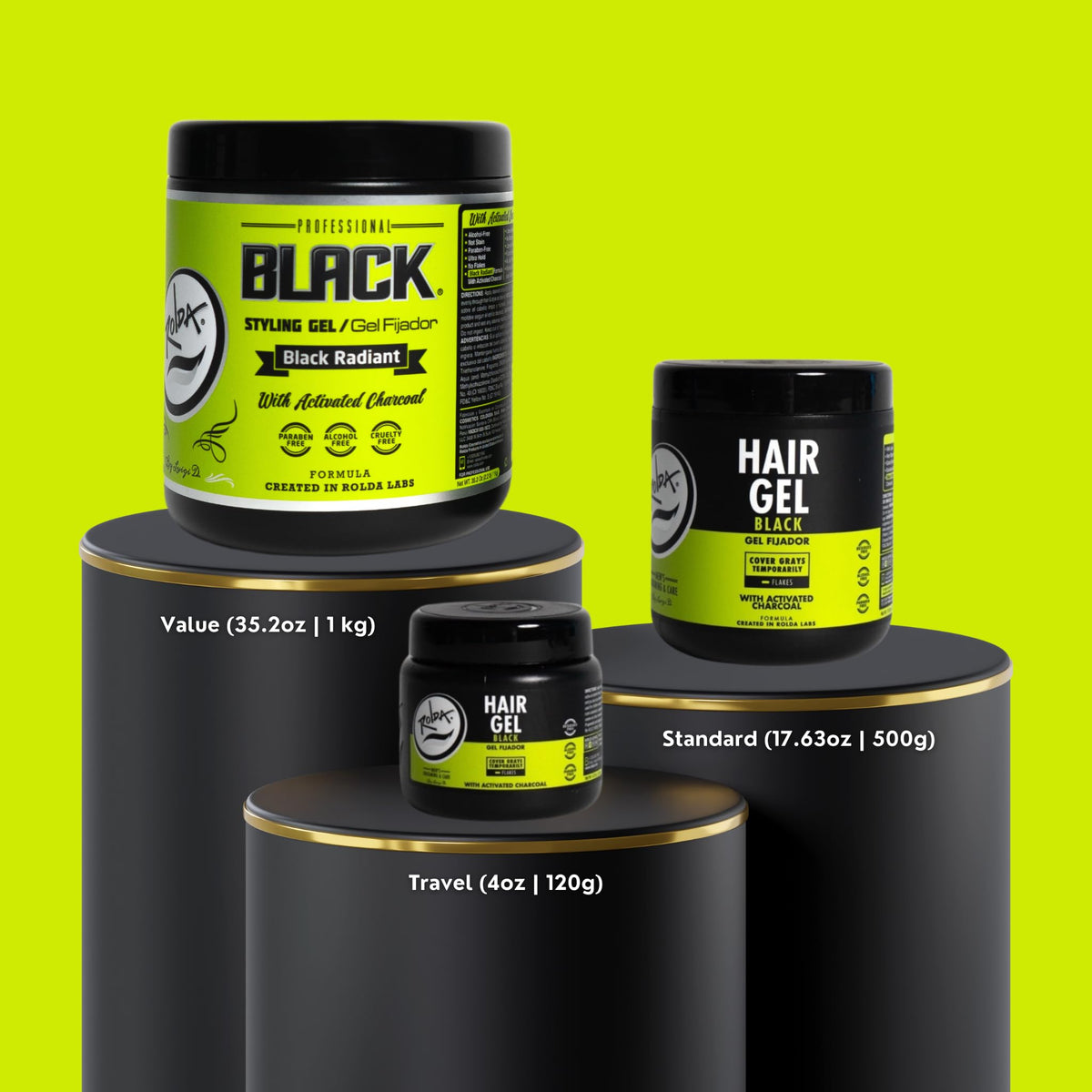 Rolda Black Hair Gel application on hair