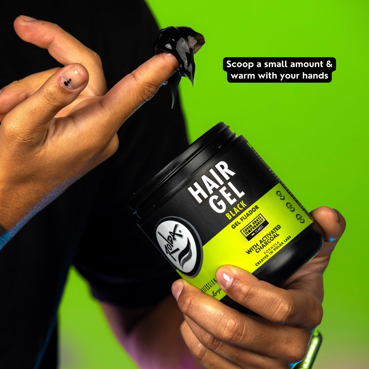 Rolda Black Hair Gel with activated charcoal ingredients