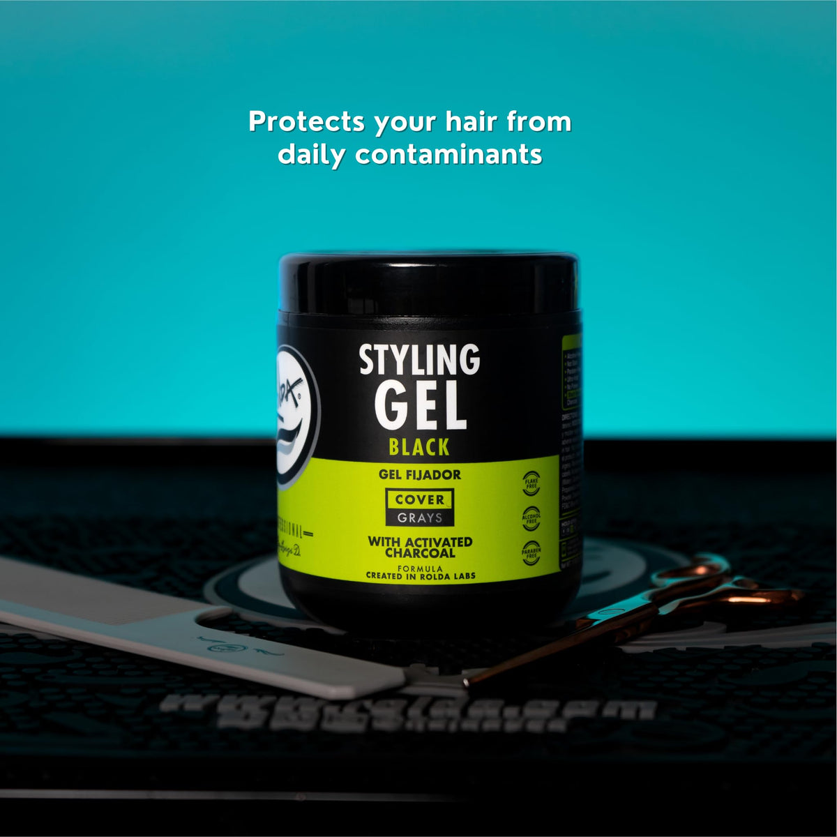 Rolda Black Hair Gel with activated charcoal ingredients