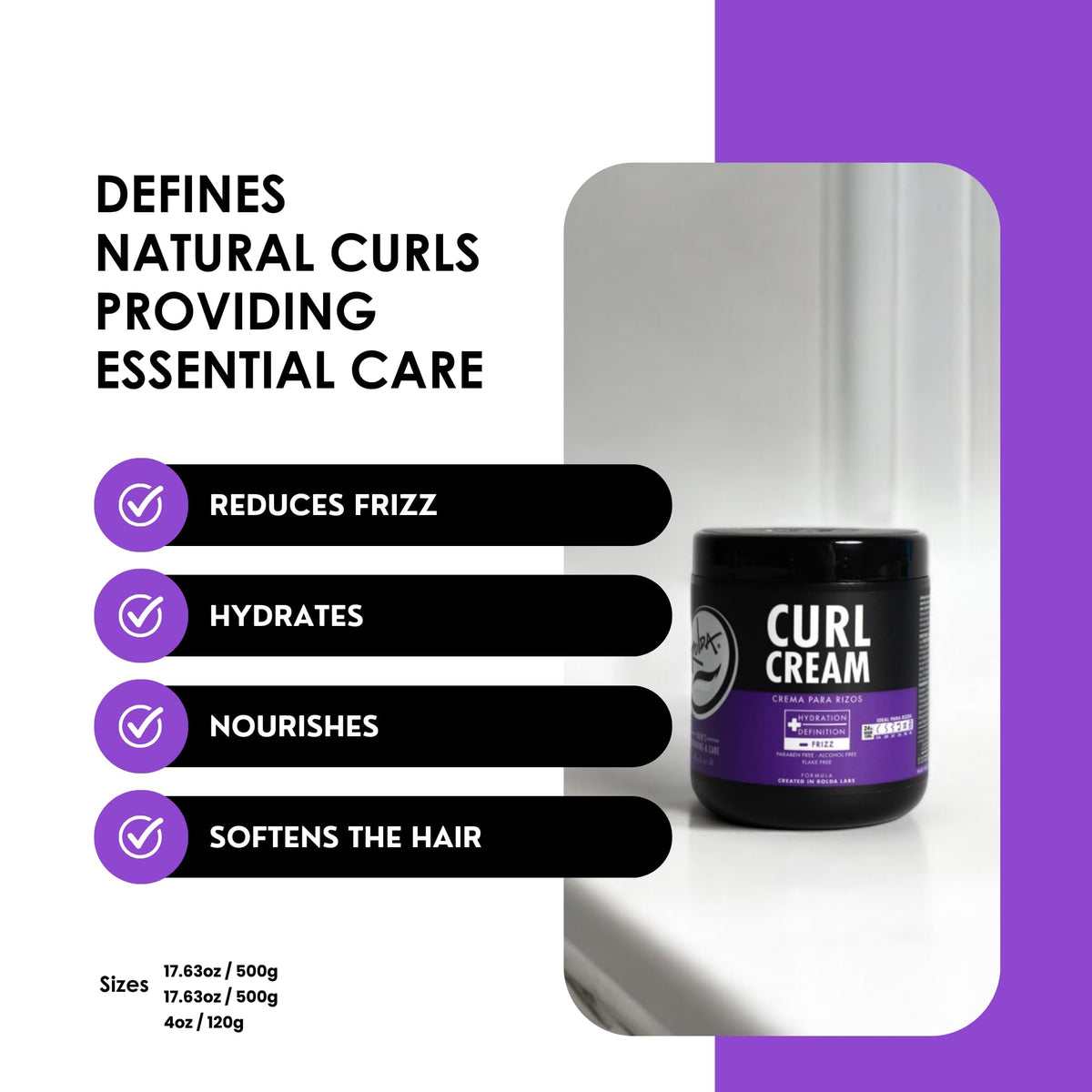Rolda Curl Cream in a bathroom setting
