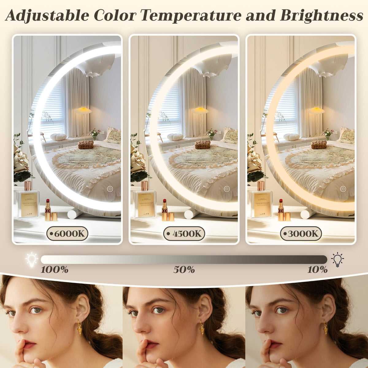 ROLOVE 18 Inch Makeup Mirror in a bright room setting