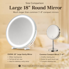 ROLOVE 18 Inch Makeup Mirror on a vanity table with makeup products
