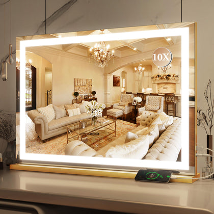 ROLOVE 32" x 22" Vanity Mirror front view with lights