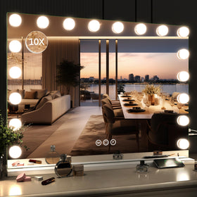 ROLOVE 32"x24" Hollywood vanity mirror front view with LED lights