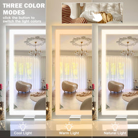 ROLOVE 38x28 Large Lighted Vanity Mirror mounted on wall