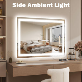 ROLOVE 38x28 Large Lighted Vanity Mirror with installation kit