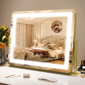 ROLOVE Gold Vanity Mirror front view with lights