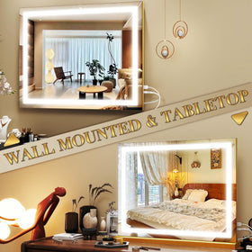 ROLOVE Gold Vanity Mirror mounted on a wall