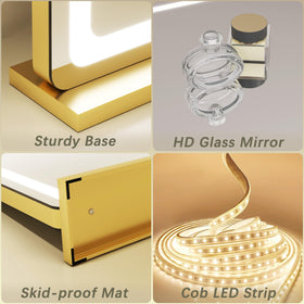 ROLOVE Gold Vanity Mirror packaging and accessories