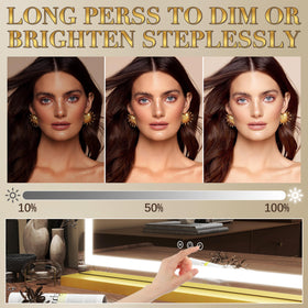 ROLOVE Gold Vanity Mirror touch control panel close-up