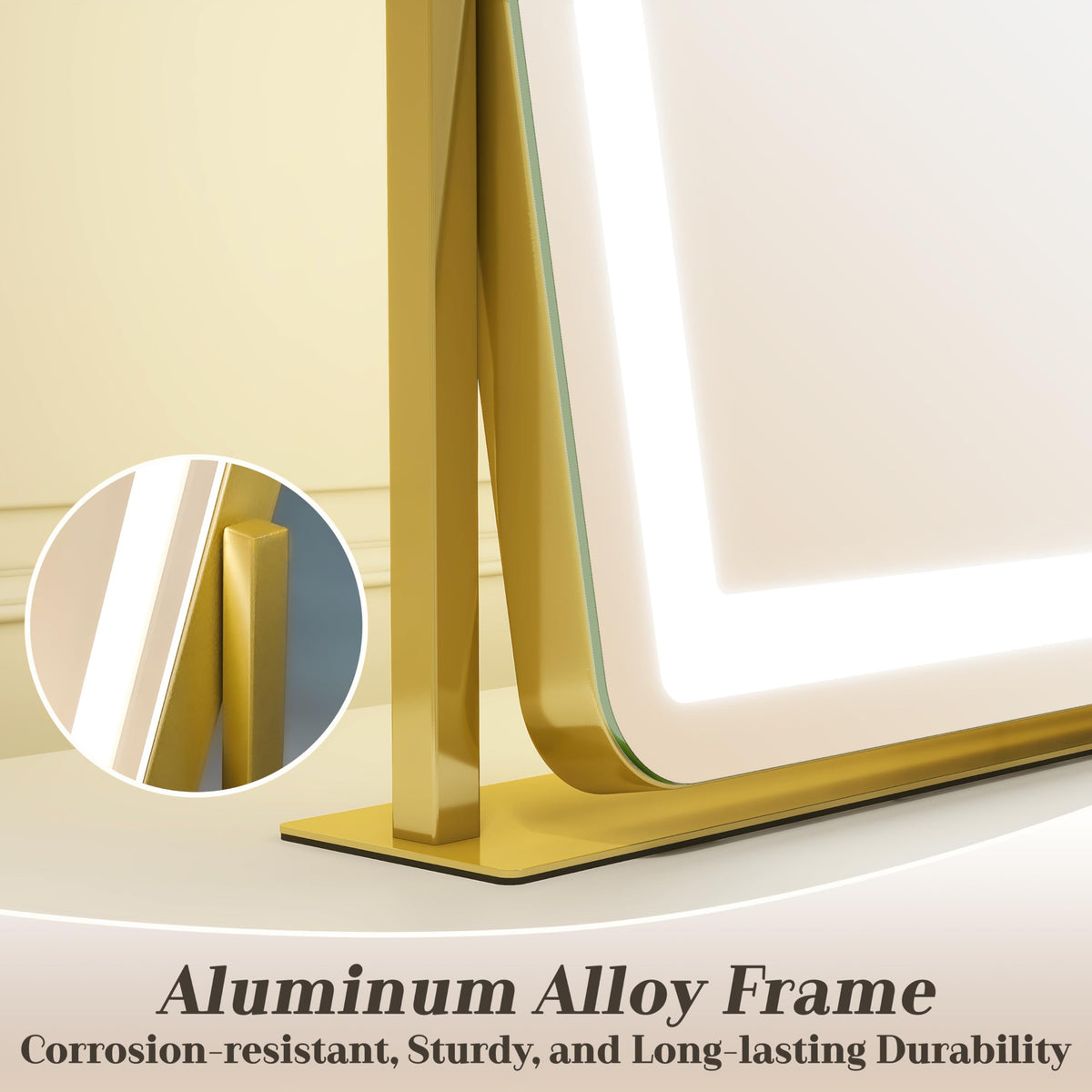 ROLOVE Gold Vanity Mirror with warm light setting