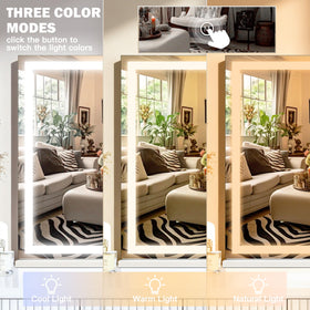 ROLOVE Large Vanity Mirror displaying Cool White light