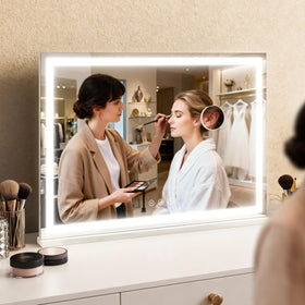 ROLOVE Large Vanity Mirror in a stylish bedroom setting
