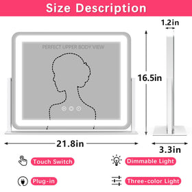 ROLOVE Large Vanity Mirror side view showing 360° rotation